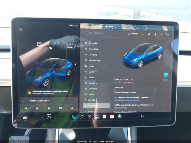 45187127 :رقم المزاد ، 5YJYGDEF3LF001944 vin ، 2020 Tesla Model Y Long Range Dual Motor All-wheel Drive/performance Dual Motor All-wheel Drive مزاد بيع
