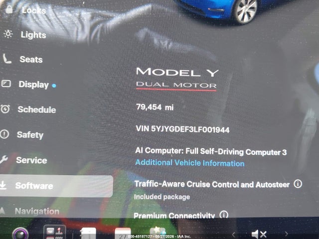 45187127 :رقم المزاد ، 5YJYGDEF3LF001944 vin ، 2020 Tesla Model Y Long Range Dual Motor All-wheel Drive/performance Dual Motor All-wheel Drive مزاد بيع