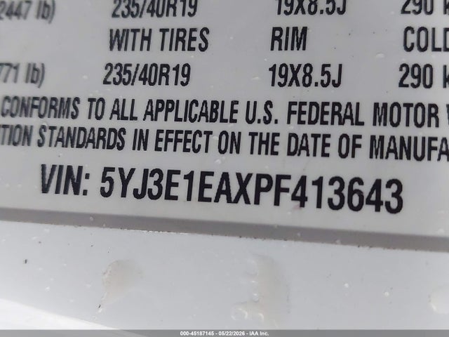 2023 Tesla Model 3 Rear-wheel Drive მანქანა იყიდება აუქციონზე, vin: 5YJ3E1EAXPF413643, აუქციონის ნომერი: 45187145