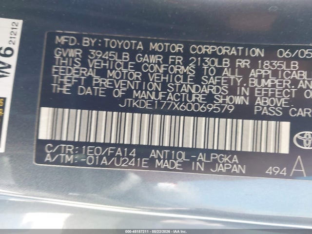 Продаж на аукціоні авто 2006 Scion Tc, vin: JTKDE177X60069579, номер лоту: 45187211