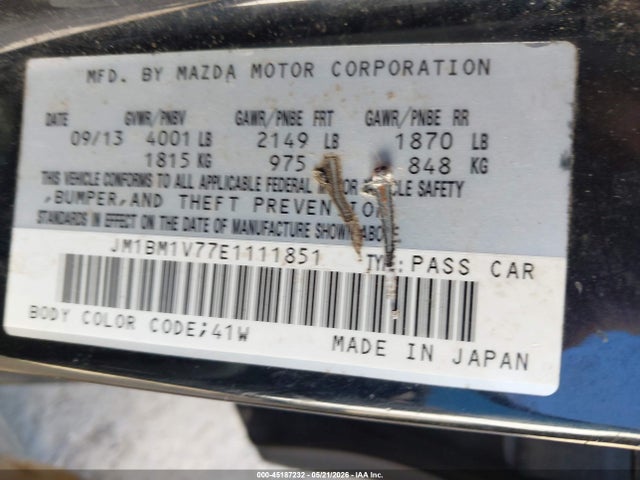 Aukcja sprzedaży 2014 Mazda Mazda3 I Touring, vin: JM1BM1V77E1111851, numer aukcji: 45187232