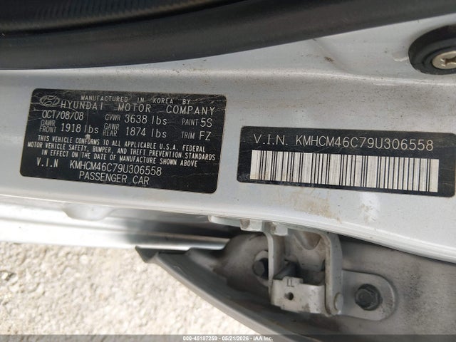 45187259 :رقم المزاد ، KMHCM46C79U306558 vin ، 2009 Hyundai Accent Gls مزاد بيع