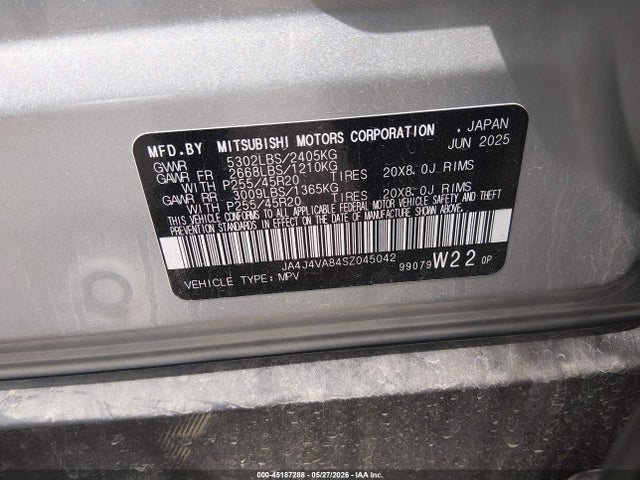 Aukcja sprzedaży 2025 Mitsubishi Outlander Se 2.5 S-awc/trail Edition S-awc, vin: JA4J4VA84SZ045042, numer aukcji: 45187288