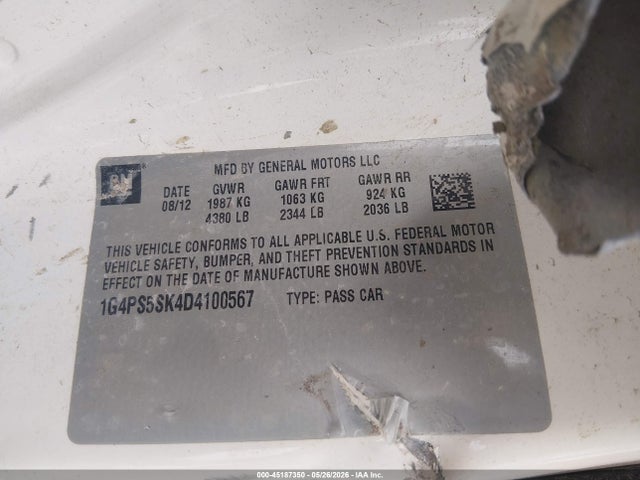 2013 Buick Verano Leather Group მანქანა იყიდება აუქციონზე, vin: 1G4PS5SK4D4100567, აუქციონის ნომერი: 45187350