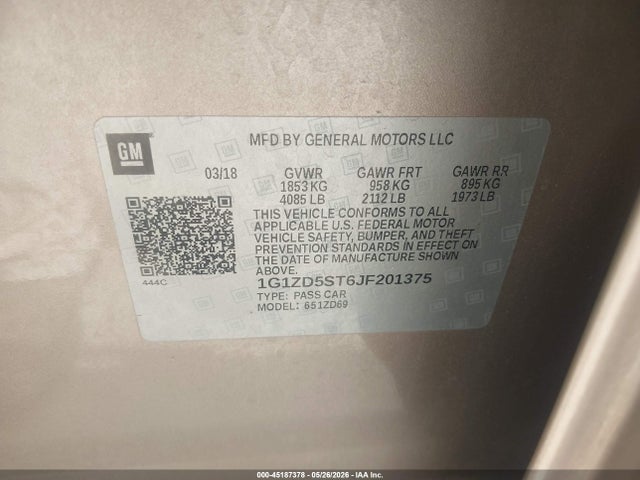 1G1ZD5ST6JF201375 Chevrolet MALIBU LT