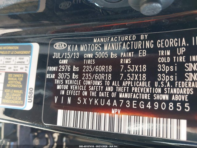 5XYKU4A73EG490855 KIA Sorento Ex V6