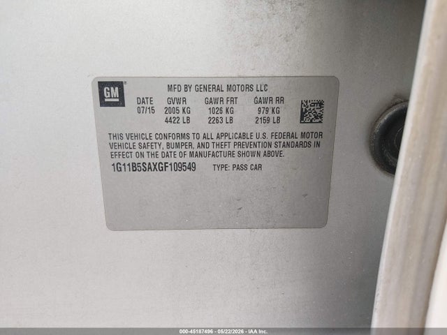 Chevrolet Malibu Limited Ls 2016 1G11B5SAXGF109549 Image 9