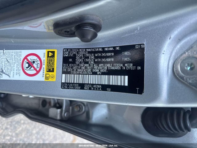 Auction sale of the 2018 Toyota Highlander Le, vin: 5TDBZRFH9JS843564, lot number: 45187598