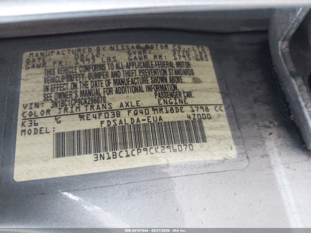 Продаж на аукціоні авто 2012 Nissan Versa 1.8 S, vin: 3N1BC1CP9CK296070, номер лоту: 45187644