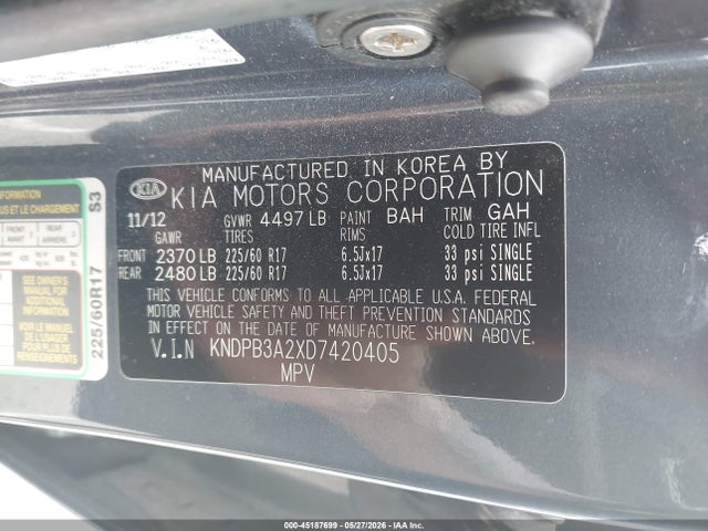 Продаж на аукціоні авто 2013 Kia Sportage Lx, vin: KNDPB3A2XD7420405, номер лоту: 45187699