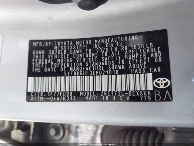5YFBURHE3EP021018 Toyota Corolla S/s Plus/s Premium