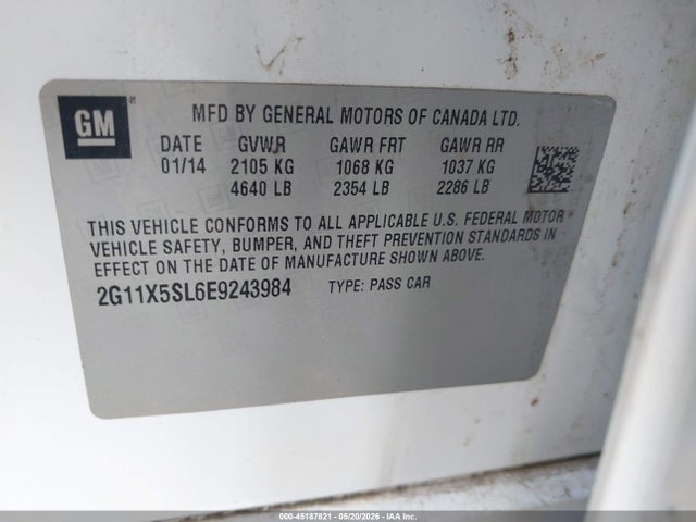 Aukcja sprzedaży 2014 Chevrolet Impala 1fl, vin: 2G11X5SL6E9243984, numer aukcji: 45187821