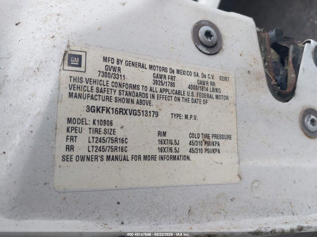 Продажа на аукционе авто 1997 Gmc Suburban 1500 Slt Cmi, vin: 3GKFK16RXVG513179, номер лота: 45187846