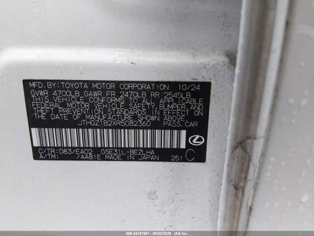 45187861 :رقم المزاد ، JTHGZ1B2XR5082360 vin ، 2024 Lexus Is 350 F Sport مزاد بيع