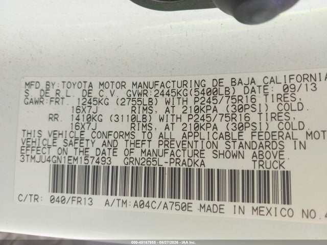45187955 :رقم المزاد ، 3TMJU4GN1EM157493 vin ، 2014 Toyota Tacoma Prerunner V6 مزاد بيع