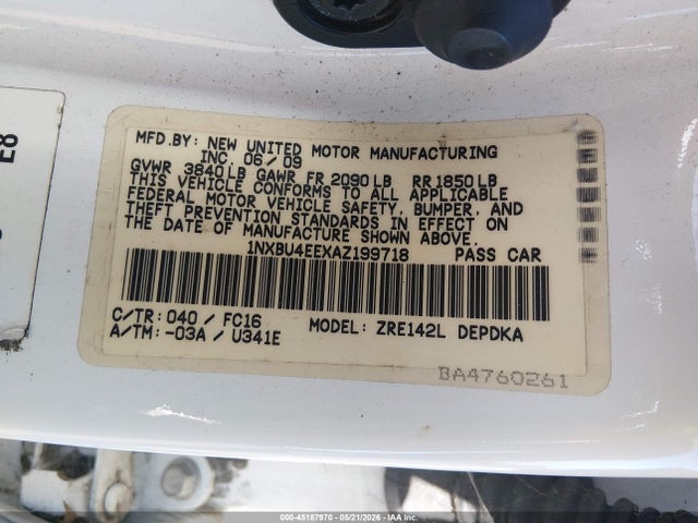 Auction sale of the 2010 Toyota Corolla Le, vin: 1NXBU4EEXAZ199718, lot number: 45187970