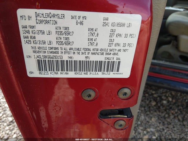 Продаж на аукціоні авто 2006 Jeep Liberty Limited Edition, vin: 1J4GL58K66W293153, номер лоту: 45188037