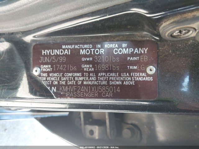 Продаж на аукціоні авто 1999 Hyundai Accent Gl, vin: KMHVF24N1XU585014, номер лоту: 45188082