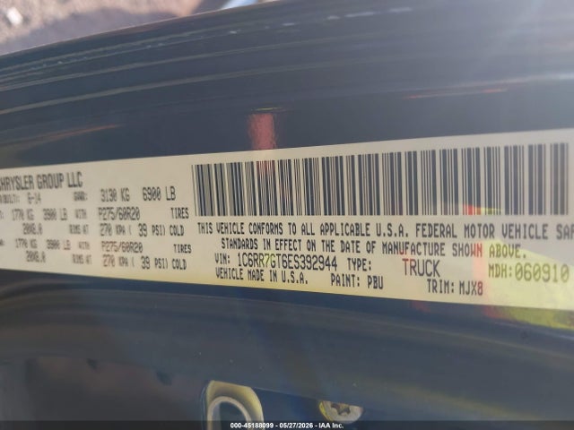 2014 Ram 1500 Big Horn მანქანა იყიდება აუქციონზე, vin: 1C6RR7GT6ES392944, აუქციონის ნომერი: 45188099