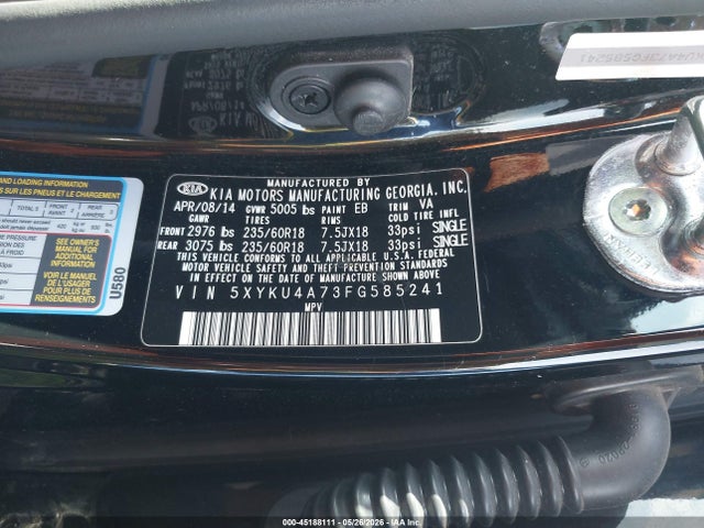 KIA Sorento Ex V6 2015 5XYKU4A73FG585241 Image 9