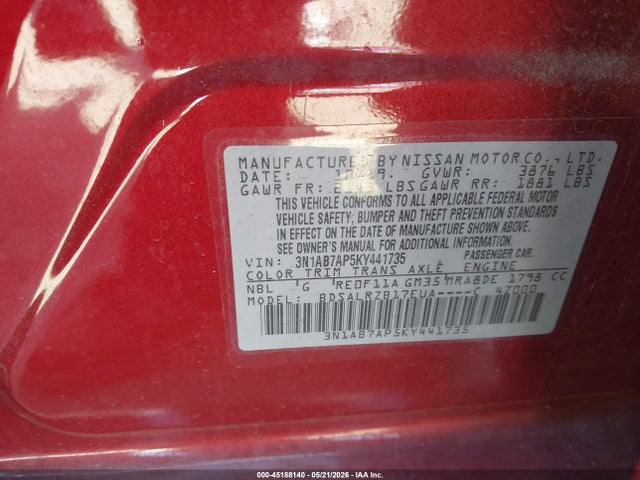 Aukcja sprzedaży 2019 Nissan Sentra Sr, vin: 3N1AB7AP5KY441735, numer aukcji: 45188140