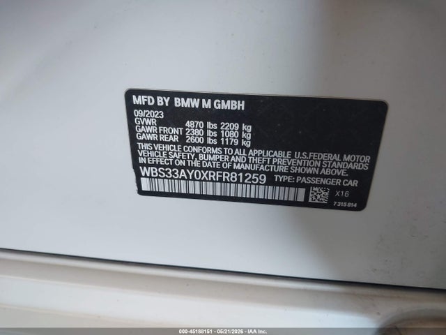 BMW M3 Competition 2024 WBS33AY0XRFR81259 Image 9