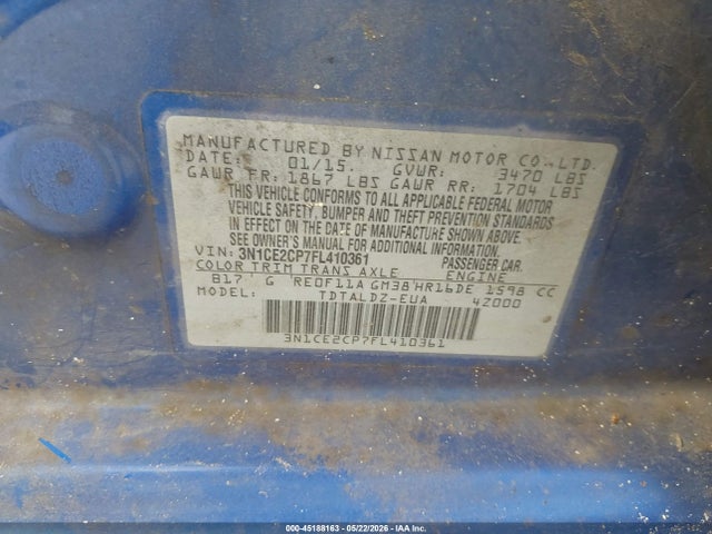 Продажа на аукционе авто 2015 Nissan Versa Note S (sr)/s Plus/sl/sr/sv, vin: 3N1CE2CP7FL410361, номер лота: 45188163