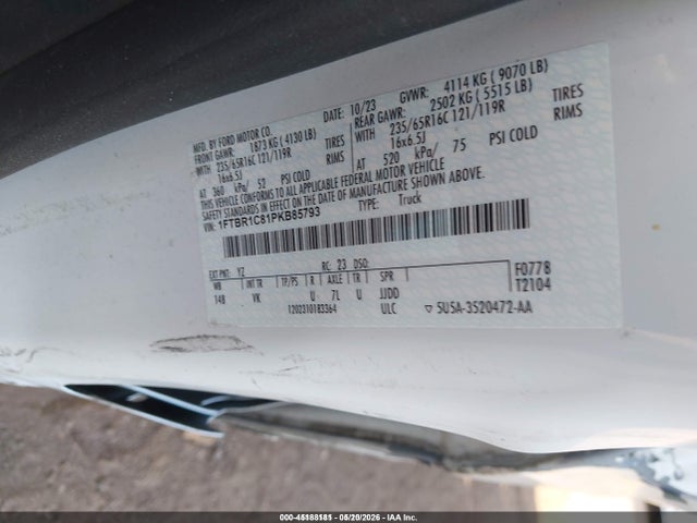 Продаж на аукціоні авто 2023 Ford Transit-250, vin: 1FTBR1C81PKB85793, номер лоту: 45188181