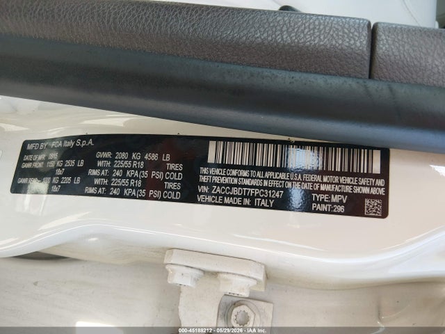 45188212 :رقم المزاد ، ZACCJBDT7FPC31247 vin ، 2015 Jeep Renegade Limited مزاد بيع