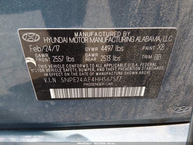 Hyundai Sonata 2017 5NPE24AF4HH567577 Image 9