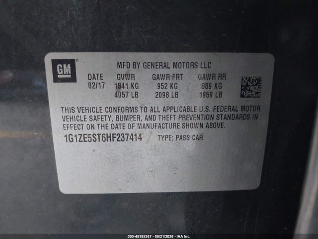 1G1ZE5ST6HF237414 Chevrolet MALIBU 1LT
