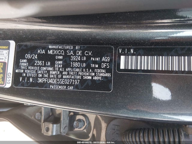 45188270 :رقم المزاد ، 3KPFU4DE5SE027197 vin ، 2025 Kia K4 Ex مزاد بيع