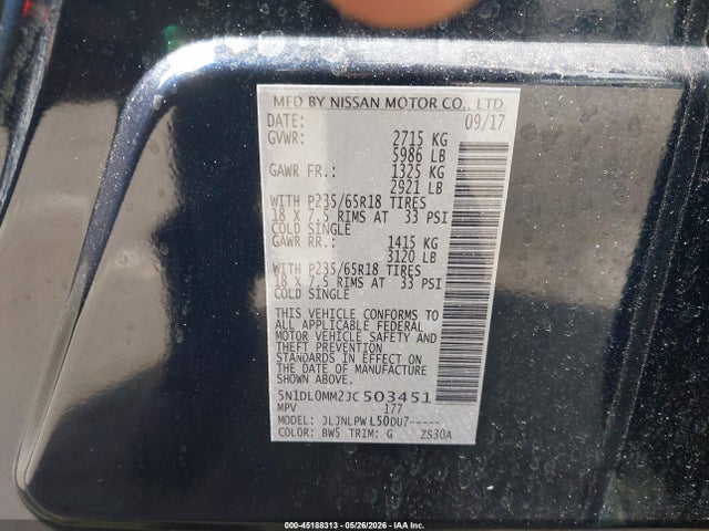 Продаж на аукціоні авто 2018 Infiniti Qx60, vin: 5N1DL0MM2JC503451, номер лоту: 45188313