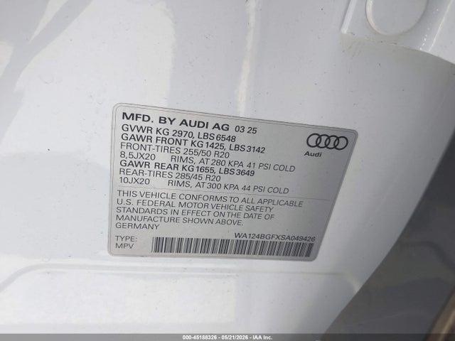 Audi Q6 E-tron Premium Plus Quattro 2025 WA124BGFXSA049426 Image 9