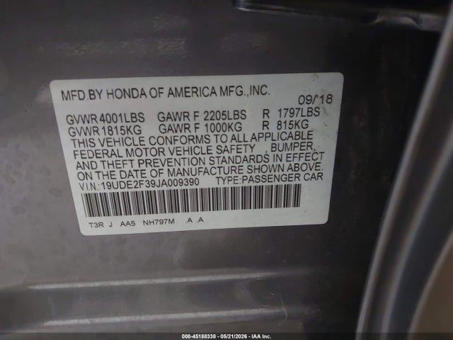 Aukcja sprzedaży 2018 Acura Ilx Acurawatch Plus Package, vin: 19UDE2F39JA009390, numer aukcji: 45188338