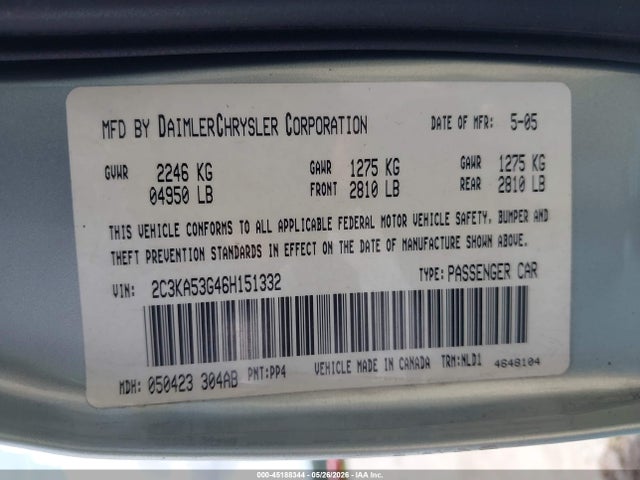 Aukcja sprzedaży 2006 Chrysler 300 Touring, vin: 2C3KA53G46H151332, numer aukcji: 45188344