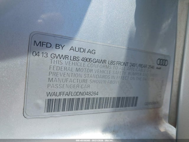 45188360 :رقم المزاد ، WAUFFAFL0DN048264 vin ، 2013 Audi A4 2.0t Premium مزاد بيع