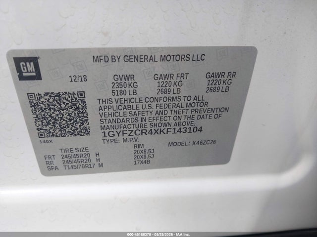 2019 Cadillac Xt4 Premium Luxury მანქანა იყიდება აუქციონზე, vin: 1GYFZCR4XKF143104, აუქციონის ნომერი: 45188378