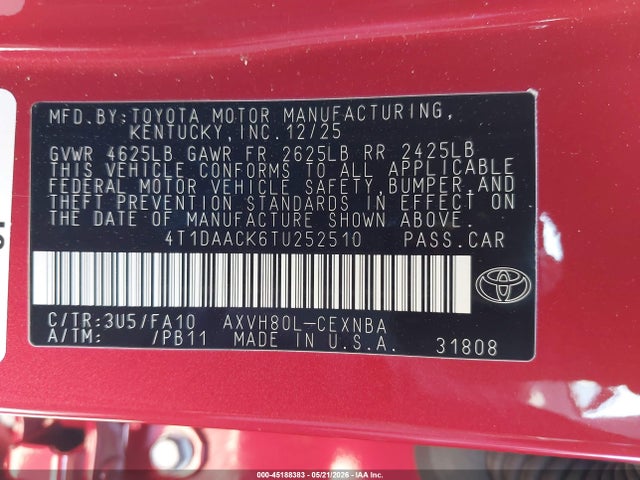 Toyota CAMRY LE 2026 4T1DAACK6TU252510 Image 9
