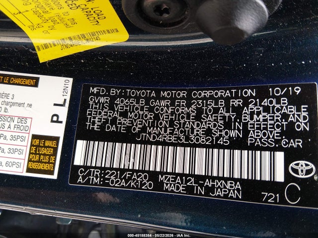 Toyota COROLLA SE 2020 JTND4RBE3L3082145 Image 9