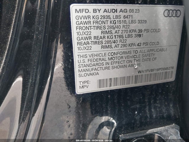 WA1FVBF19PD045278 Audi Q8 Prestige 55 Tfsi Quattro Tiptronic