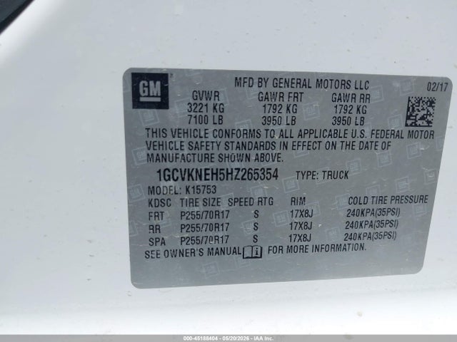 1GCVKNEH5HZ265354 Chevrolet Silverado 1500 Wt