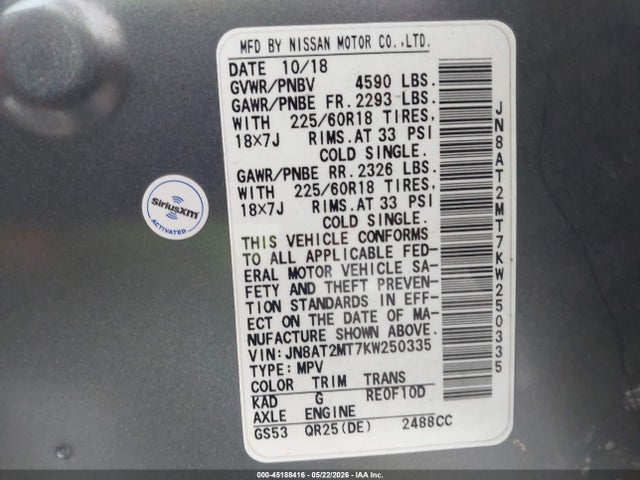 Nissan ROGUE SV 2019 JN8AT2MT7KW250335 Image 9