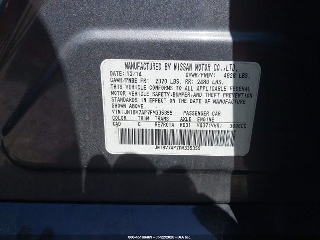 Продаж на аукціоні авто 2015 Infiniti Q50 Sport, vin: JN1BV7AP7FM335355, номер лоту: 45188469