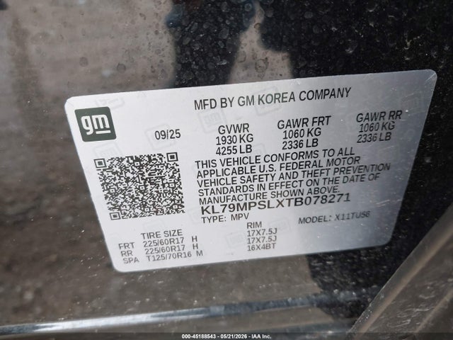 45188543 :رقم المزاد ، KL79MPSLXTB078271 vin ، 2026 Chevrolet Trailblazer Fwd Lt مزاد بيع