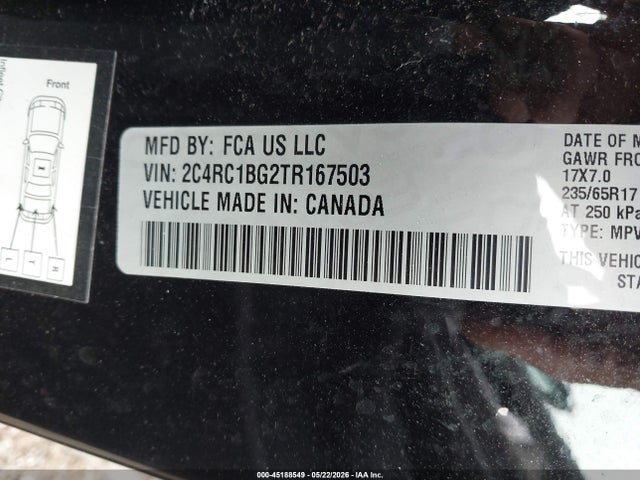 45188549 :رقم المزاد ، 2C4RC1BG2TR167503 vin ، 2026 Chrysler Pacifica Select مزاد بيع