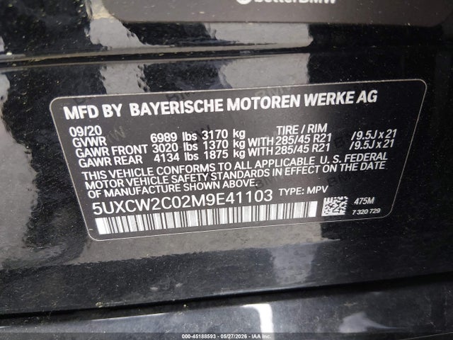 Aukcja sprzedaży 2021 Bmw X7 Xdrive40i, vin: 5UXCW2C02M9E41103, numer aukcji: 45188593
