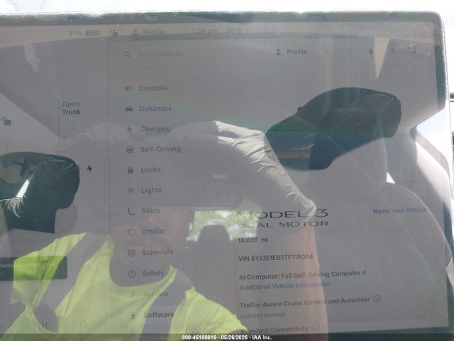 45188616 :رقم المزاد ، 5YJ3E1EB3TF118094 vin ، 2026 Tesla Model 3 Premium All-wheel Drive مزاد بيع