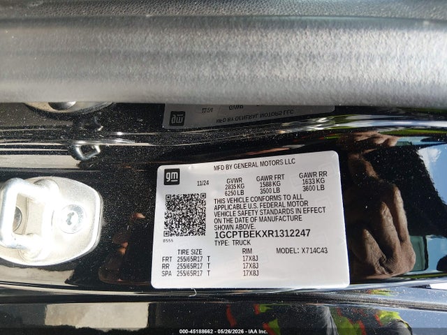 Aukcja sprzedaży 2024 Chevrolet Colorado 4wd Wt, vin: 1GCPTBEKXR1312247, numer aukcji: 45188662