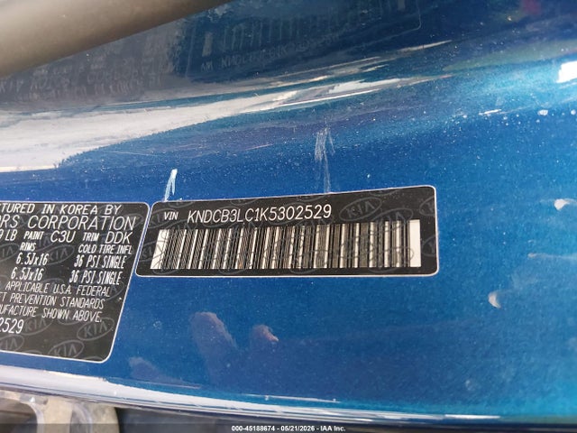 2019 Kia Niro Lx მანქანა იყიდება აუქციონზე, vin: KNDCB3LC1K5302529, აუქციონის ნომერი: 45188674
